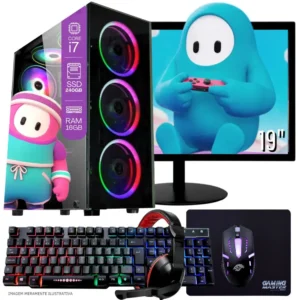 Computador PC Gamer Completo TOB Intel Core i7 SSD 240GB 16GB Teclado Mouse Mouse Pad e Headset Gamer Monitor 19 Windows 10 Pro Trial