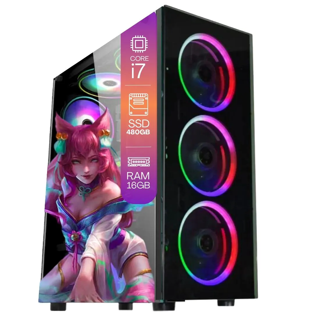Computador PC Gamer Completo TOB Intel Core i7 SSD 480GB 16GB Teclado Mouse Mouse Pad e Headset Gamer Monitor 19" Windows 10 Pro Trial - Imagem 3